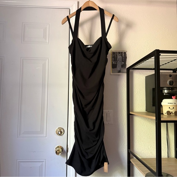 Reformation Dresses & Skirts - NWT REFORMATION black organic cotton square‎ neck halter ruched bodycon midi